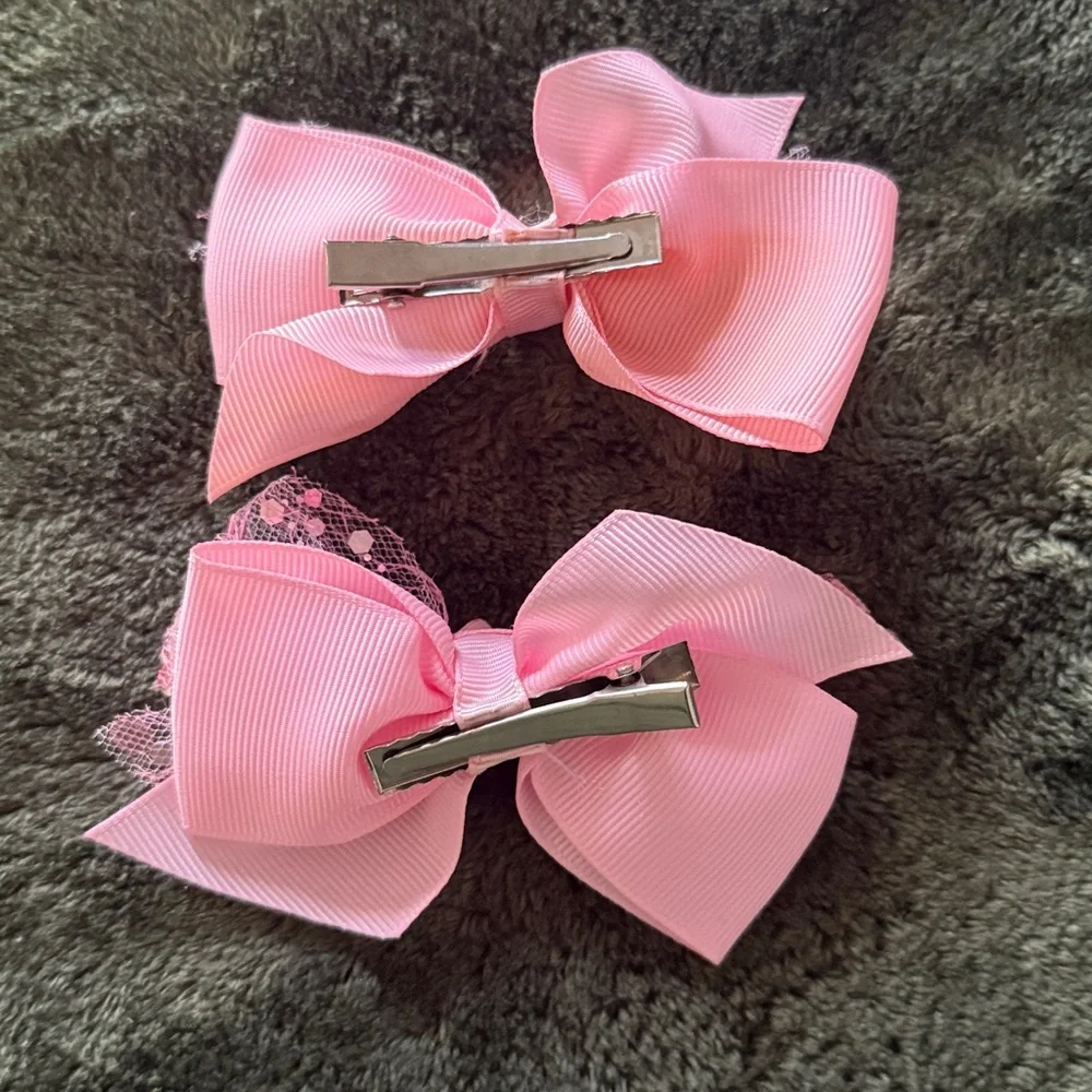 Adorable Pink Lace Hair Bows